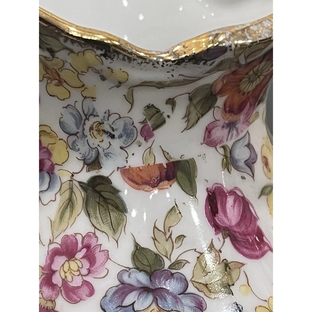 Lefton China Hand Painted Chintz Floral Pitcher.  51/2
